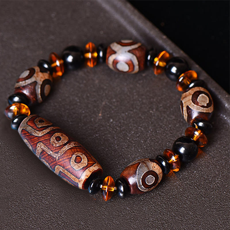 Bracelet en agate de protection de richesse avec perles dzi à neuf yeux