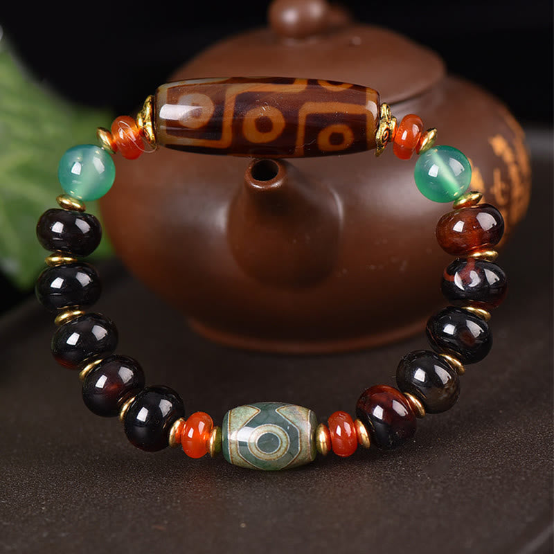Bracelet de protection spirituelle en perles Dzi à neuf et trois yeux
