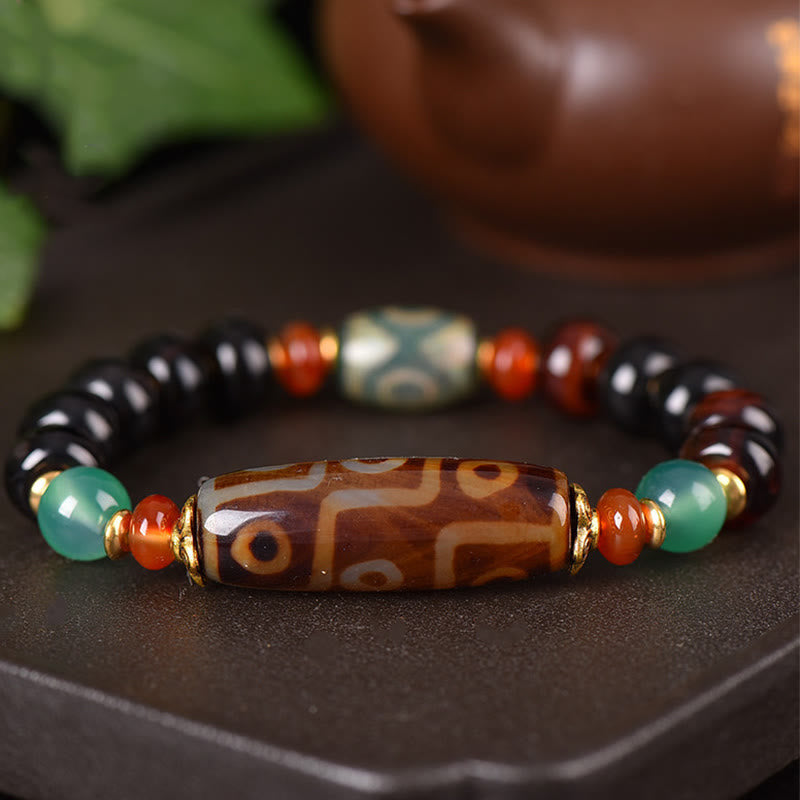 Bracelet de protection spirituelle en perles Dzi à neuf et trois yeux