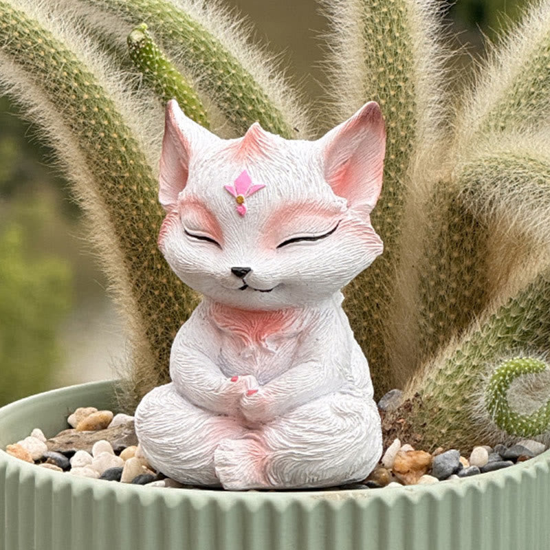 Figurine en résine Renard à neuf queues 10x6x6cm Symbole de protection