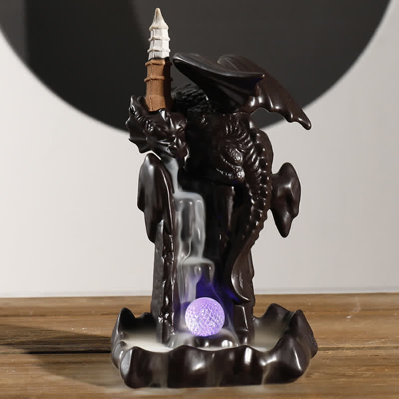 Brûle-encens à refoulement en céramique Dragon nordique | Méditation