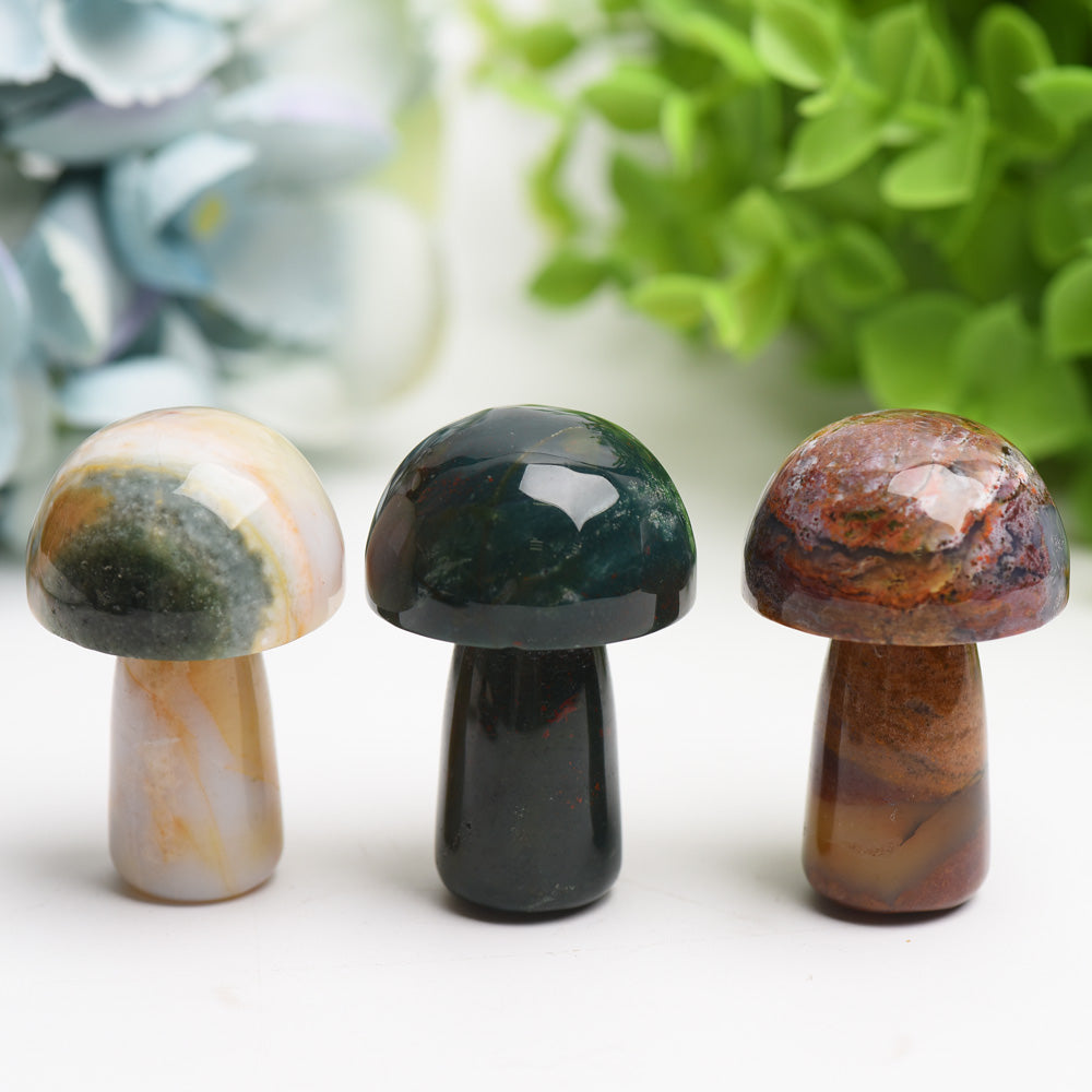 Sculpture de champignon en cristal de jaspe océanique de 1,9 pouce