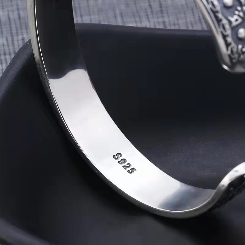 Bracelet manchette de sagesse en argent sterling 925 Om Mani Padme Hum