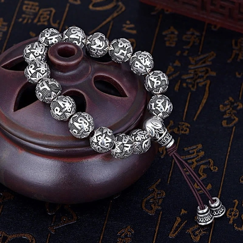 Bracelet en alliage Om Mani Padme Hum | Perles de protection spirituelle de 8 mm