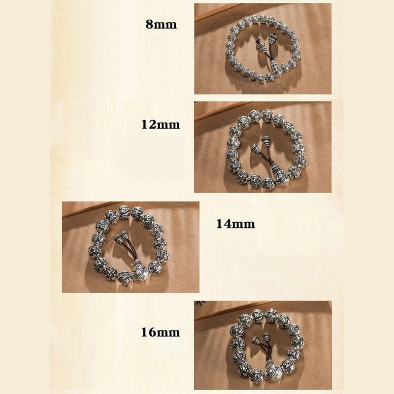 Bracelet en alliage Om Mani Padme Hum | Perles de protection spirituelle de 8 mm
