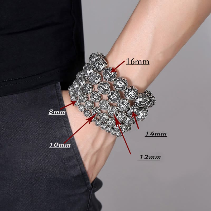 Bracelet en alliage Om Mani Padme Hum | Perles de protection spirituelle de 8 mm