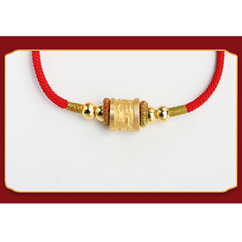 Bracelet Om Mani Padme Hum en argent sterling avec cordon rouge porte-bonheur