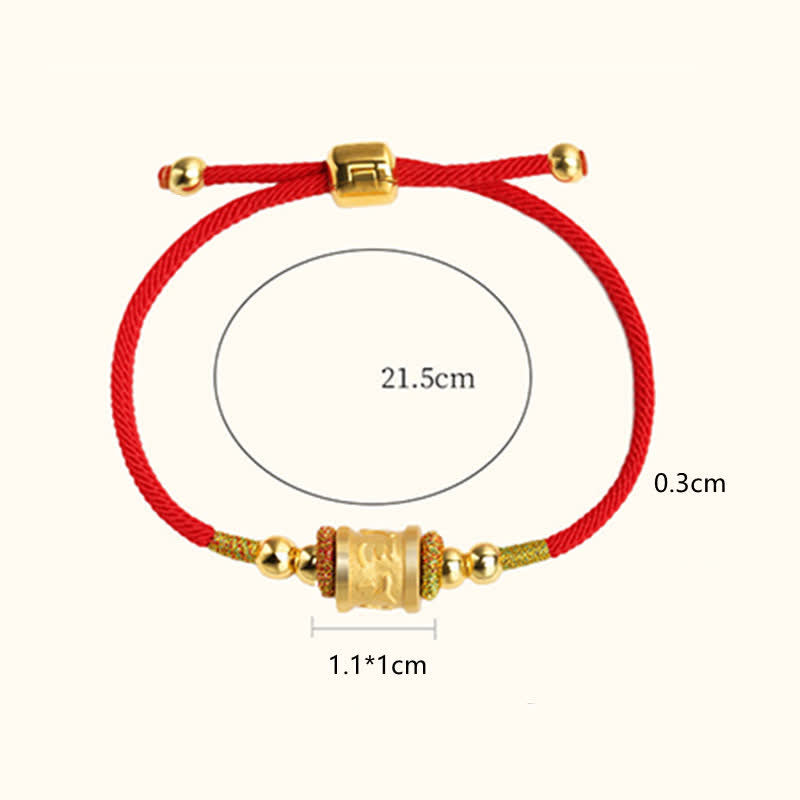 Bracelet Om Mani Padme Hum en argent sterling avec cordon rouge porte-bonheur