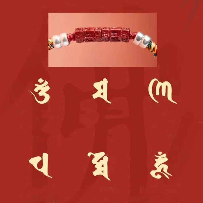 Bracelet à cordes rouge cinabre Om Mani Padme Hum
