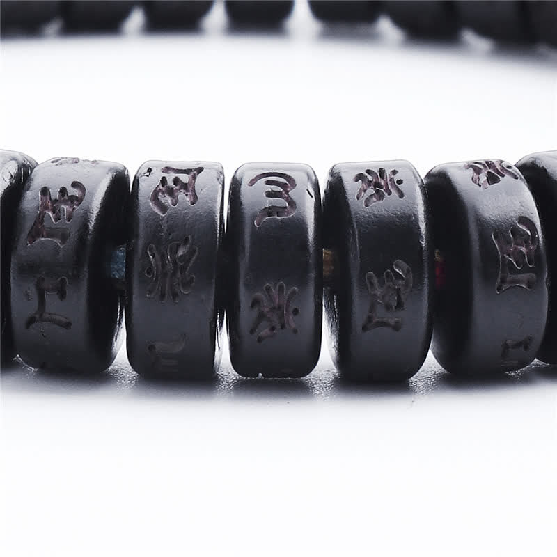 Bracelet de bonheur en coquille de noix de coco Om Mani Padme Hum