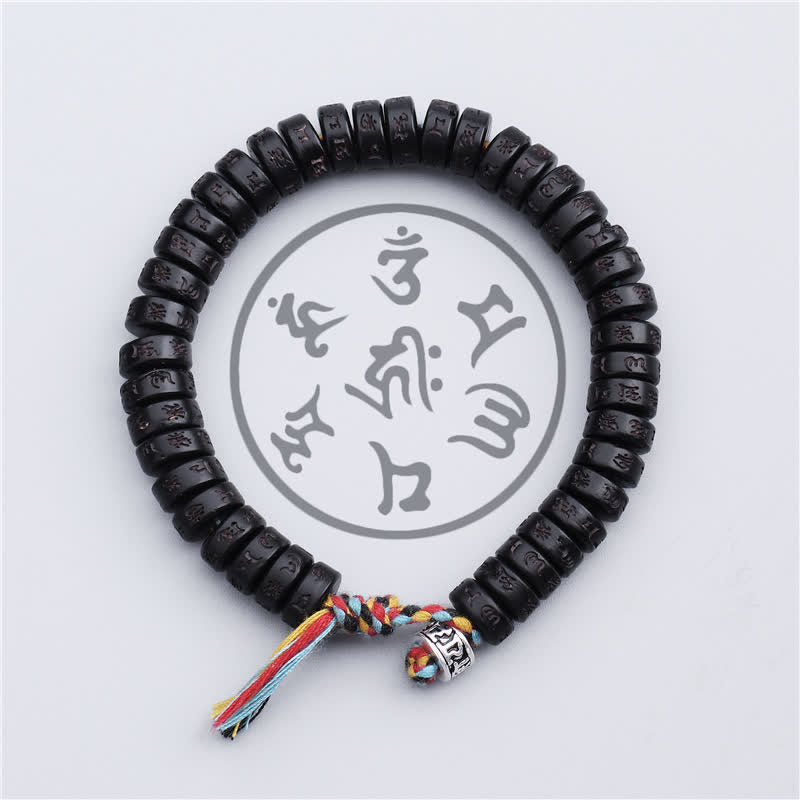 Bracelet de bonheur en coquille de noix de coco Om Mani Padme Hum