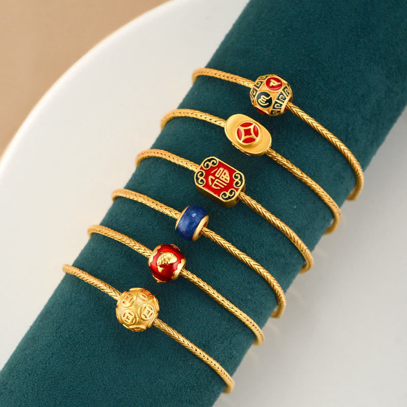 Bracelet de paix en cuivre et or 18 carats Om Mani Padme Hum