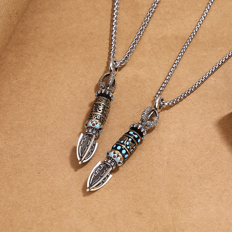 Collier pendentif de protection en agate de cuivre Om Mani Padme Hum