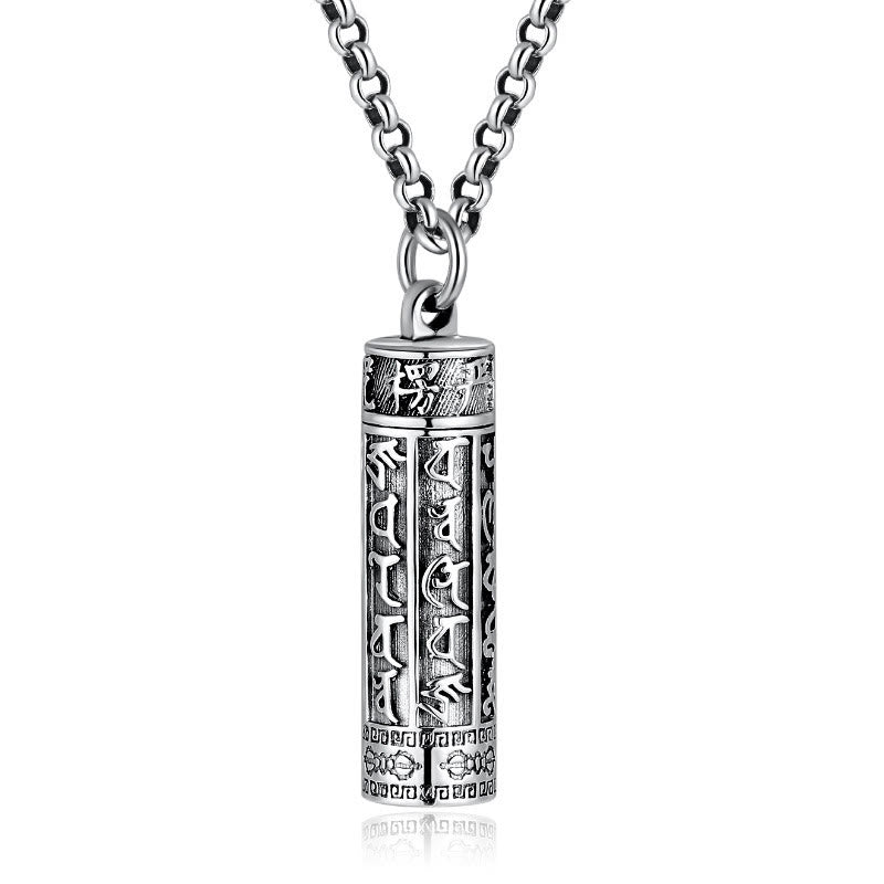 Collier de paix en argent plaqué cuivre Om Mani Padme Hum