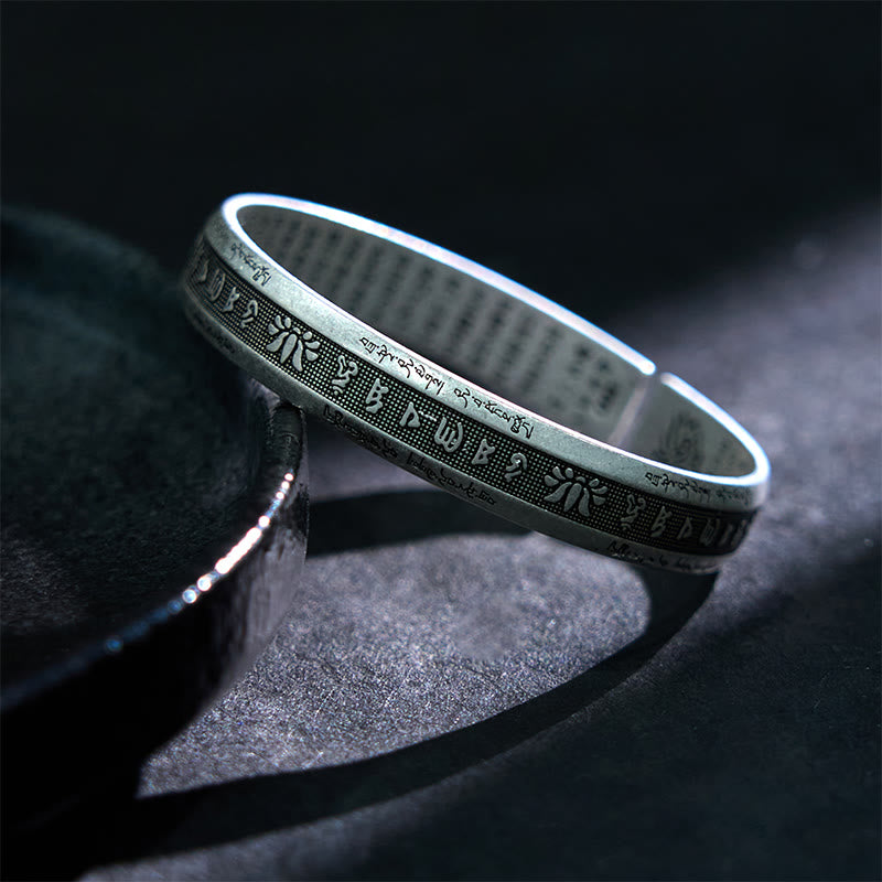 Om Mani Padme Hum Lotus Mantra Paix Méditation Bracelet Manchette