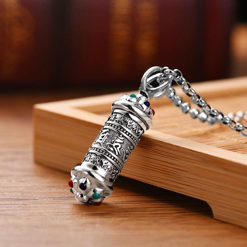 Collier Om Mani Padme Hum | Pendentif en cuivre et argent avec énergie focalisée