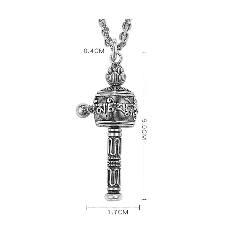 Collier Om Mani Padme Hum | Pendentif roue de prière tibétaine