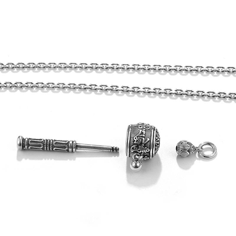 Collier Om Mani Padme Hum | Pendentif roue de prière tibétaine