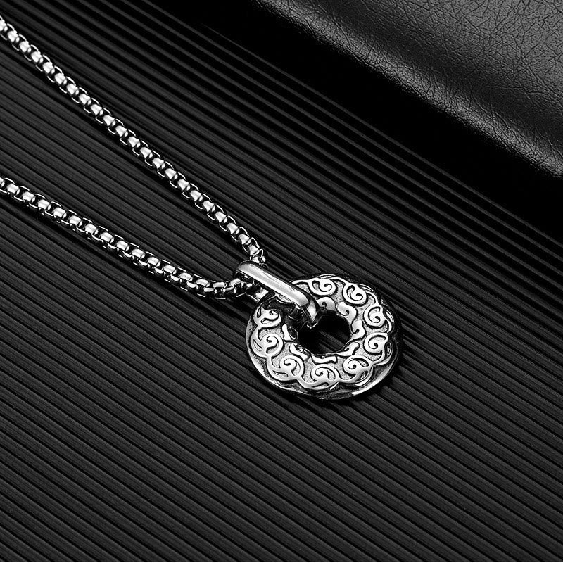 Collier Om Mani Padme Hum | Pendentif boucle de paix en acier titane