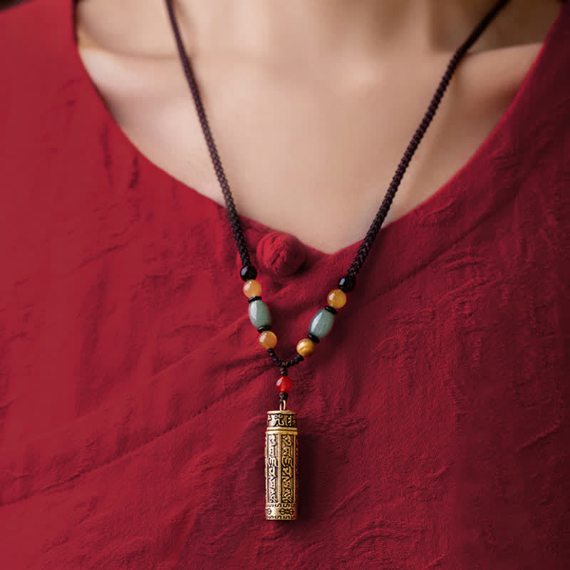 Collier de protection Om Mani Padme Hum | Cuivre et graines de Bodhi