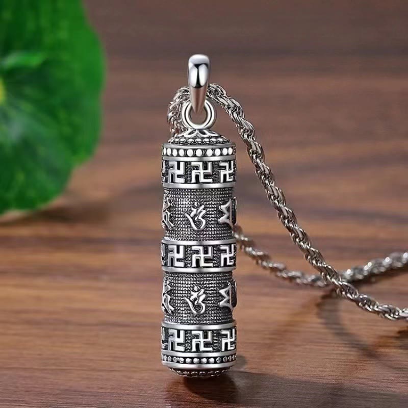 Collier de sagesse à chaîne torsadée Om Mani Padme Hum Swastika