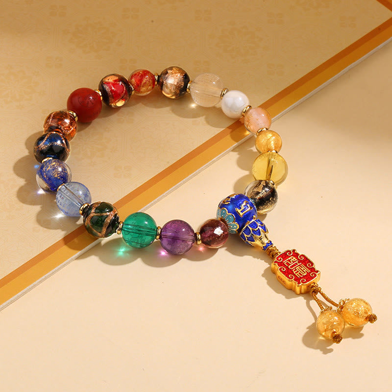 Mala tibétain Om Mani Padme Hum | 18 perles de verre Liuli en frêne d'encens