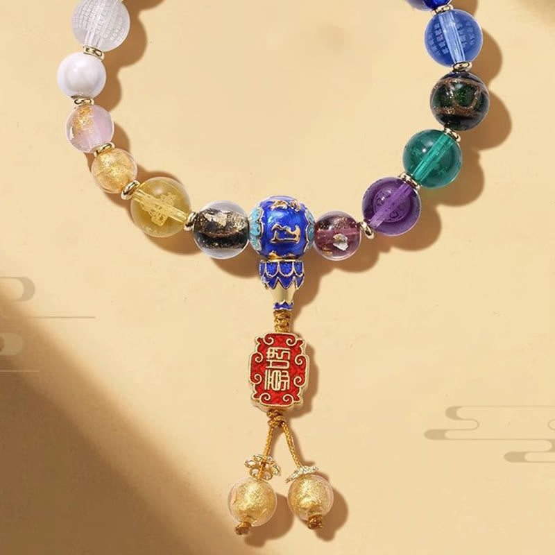 Mala tibétain Om Mani Padme Hum | 18 perles de verre Liuli en frêne d'encens