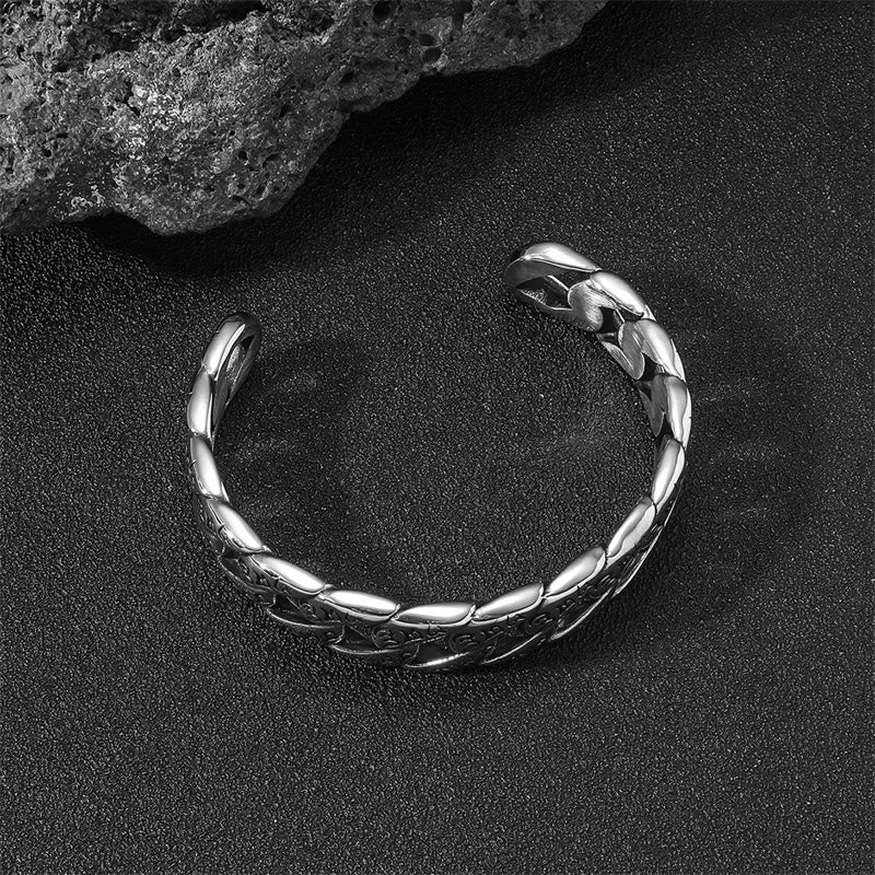 Bracelet de paix artisanal en acier titane Om Mani Padme Hum