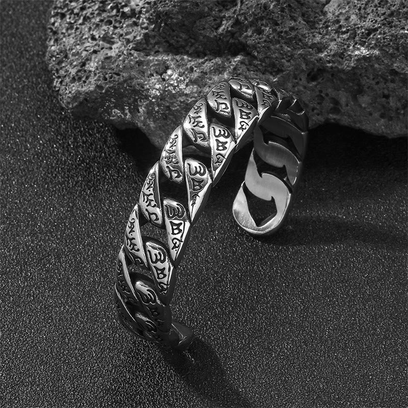 Bracelet de paix artisanal en acier titane Om Mani Padme Hum