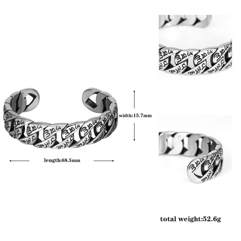 Bracelet de paix artisanal en acier titane Om Mani Padme Hum