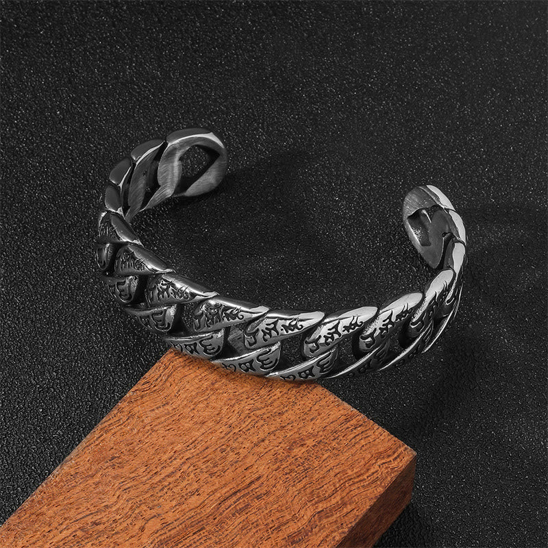 Bracelet de paix artisanal en acier titane Om Mani Padme Hum