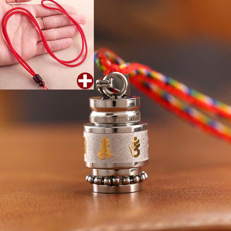 Pendentif de sagesse en acier titane Om Mani Padme Hum 1,2 cm