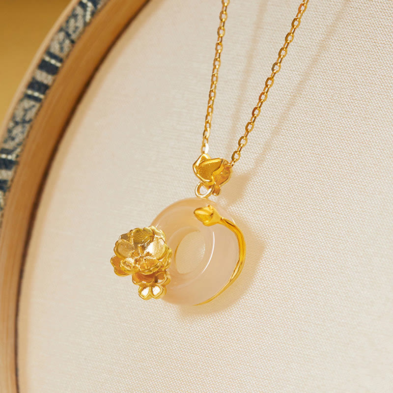 Collier spirituel Peace Buckle Peach Blossom Butterfly en argent sterling