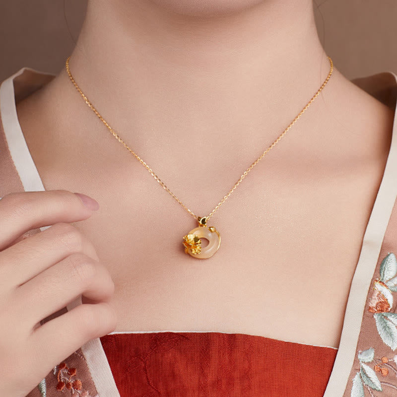 Collier spirituel Peace Buckle Peach Blossom Butterfly en argent sterling