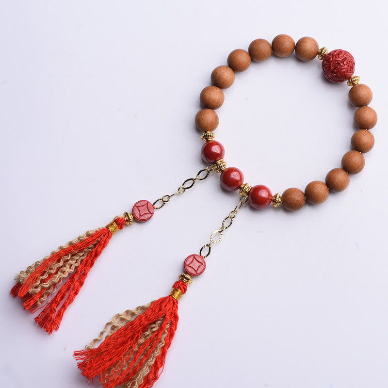 Bracelet Pixiu en bois de pêcher pour la richesse et la protection, perles de 8 mm