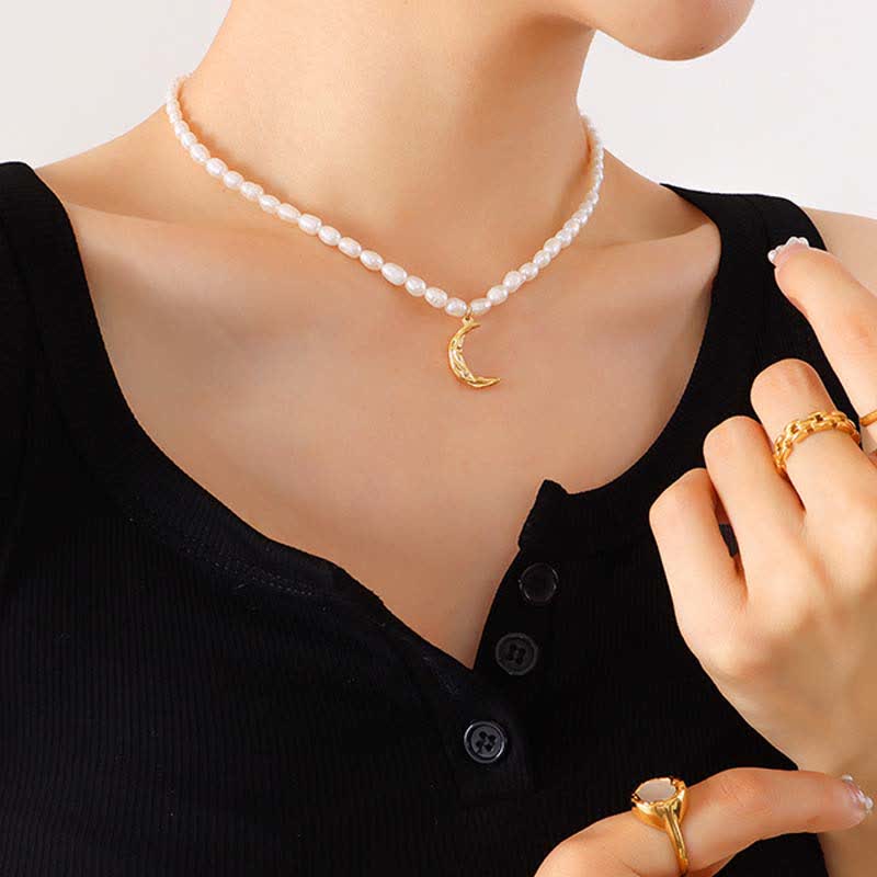 Collier de perles croissant de lune calme pour la paix intérieure