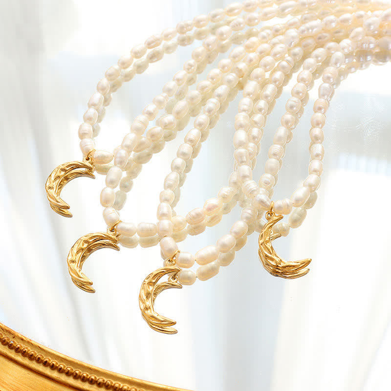 Collier de perles croissant de lune calme pour la paix intérieure