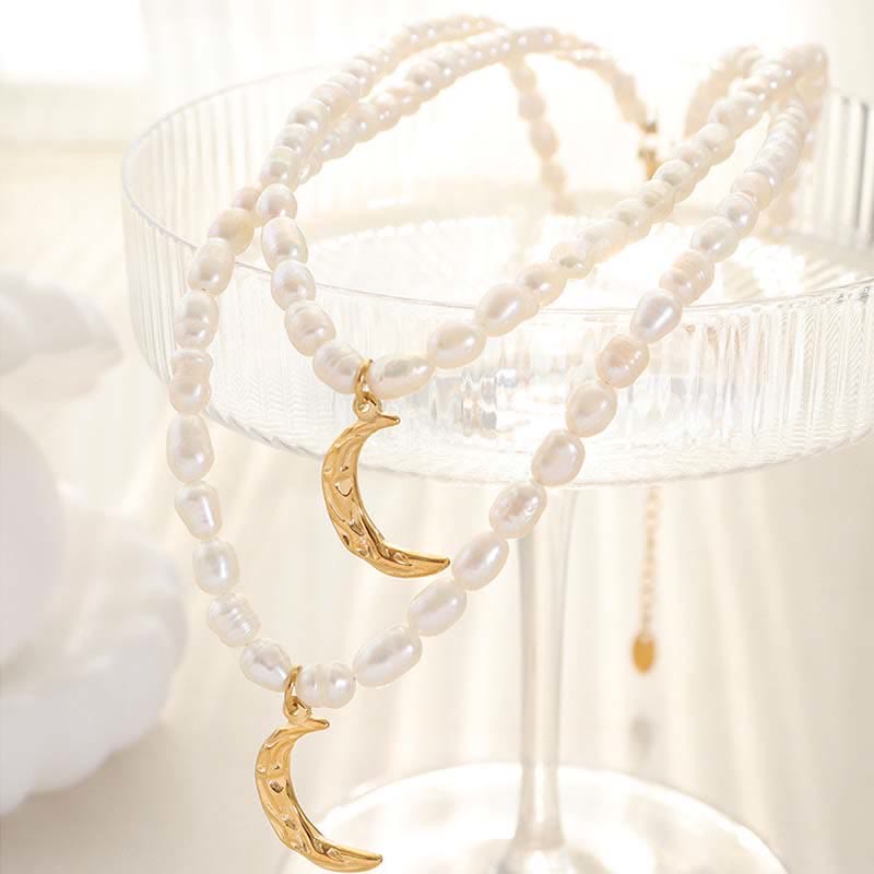 Collier de perles croissant de lune calme pour la paix intérieure
