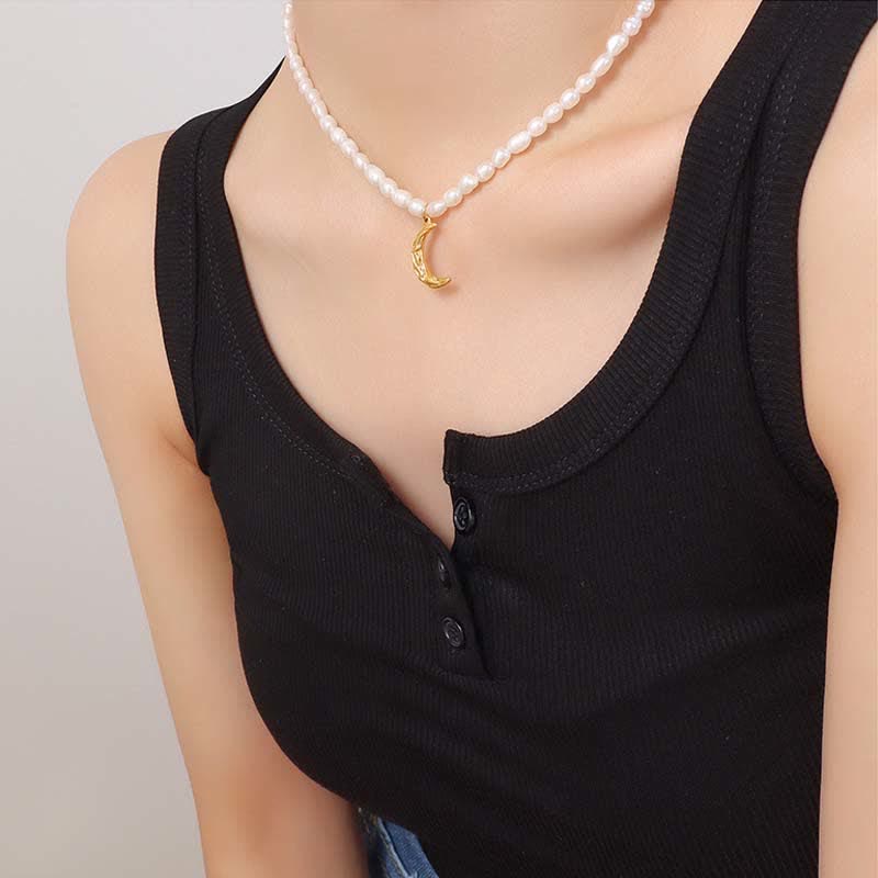 Collier de perles croissant de lune calme pour la paix intérieure