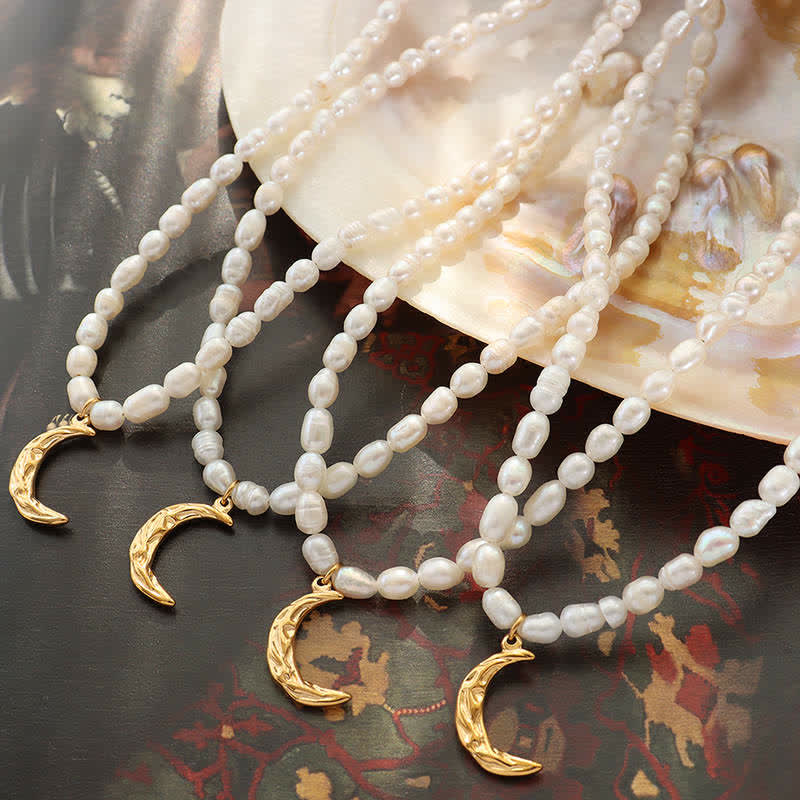 Collier de perles croissant de lune calme pour la paix intérieure