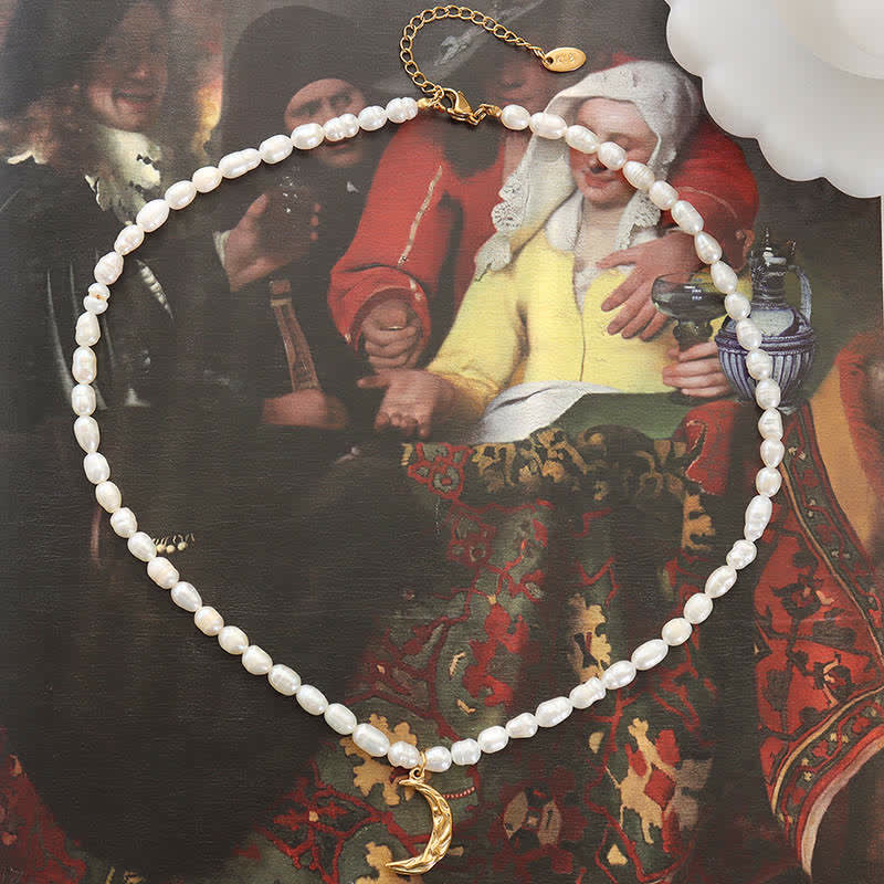 Collier de perles croissant de lune calme pour la paix intérieure