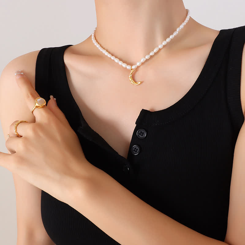 Collier de perles croissant de lune calme pour la paix intérieure