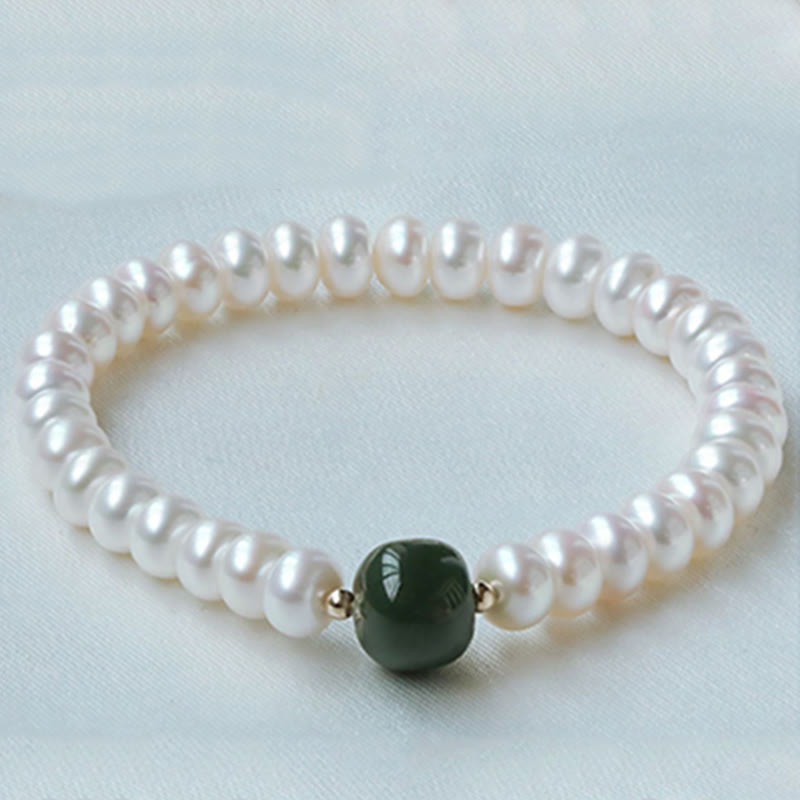 Collier et bracelet en perles de jade Hetian et aigue-marine 42 cm