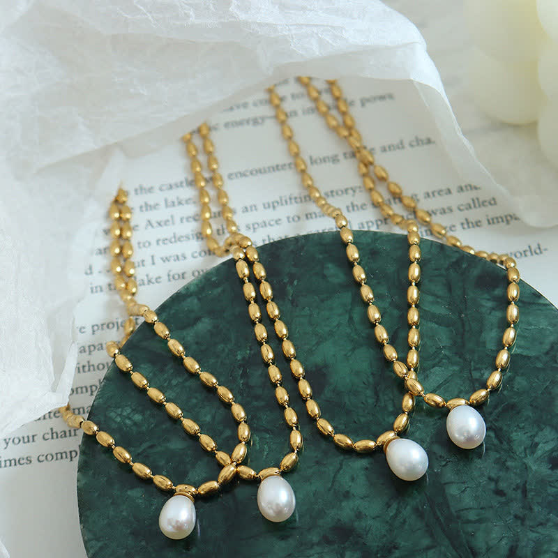 Collier de perles avec pendentif Peace | Chaîne en acier titane apaisante