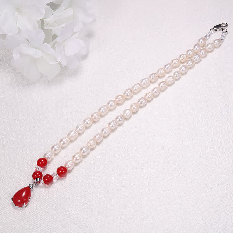 Collier de perles en forme de goutte d'eau 44 cm pour le calme et la paix