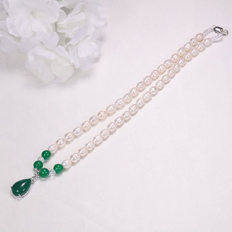 Collier de perles en forme de goutte d'eau 44 cm pour le calme et la paix