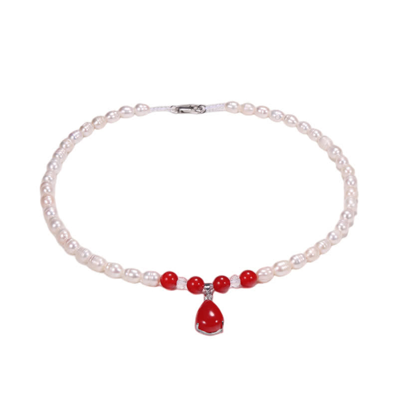 Collier de perles en forme de goutte d'eau 44 cm pour le calme et la paix