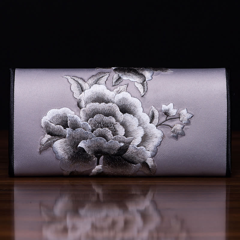Sac à main brodé Pivoine Su 20 x 10 cm | Symbole de prospérité