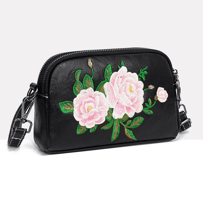 Sac bandoulière brodé Peony Su 15 cm