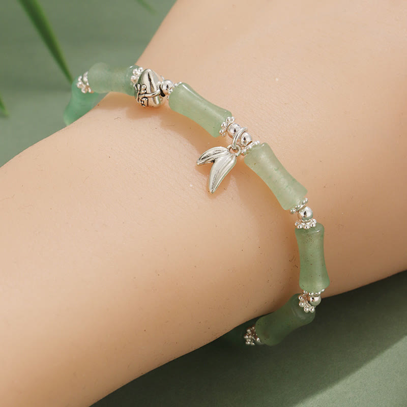 Bracelet porte-bonheur symbolique en jade blanc péridot et bambou Fu